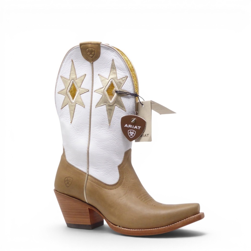 Ariat Womens Starlight Western Boots Flaxen White Leather Star 6.5B